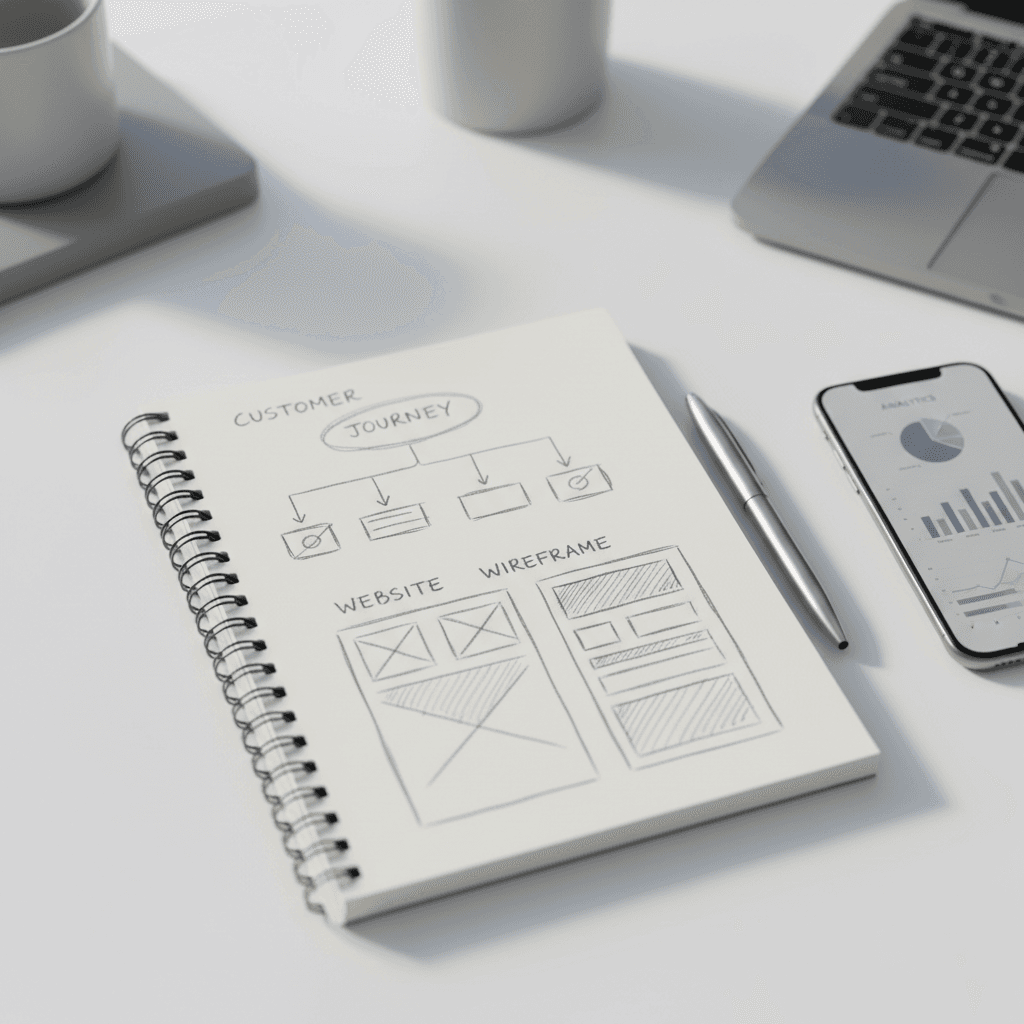 Marketing strategy notebook and planning workspace