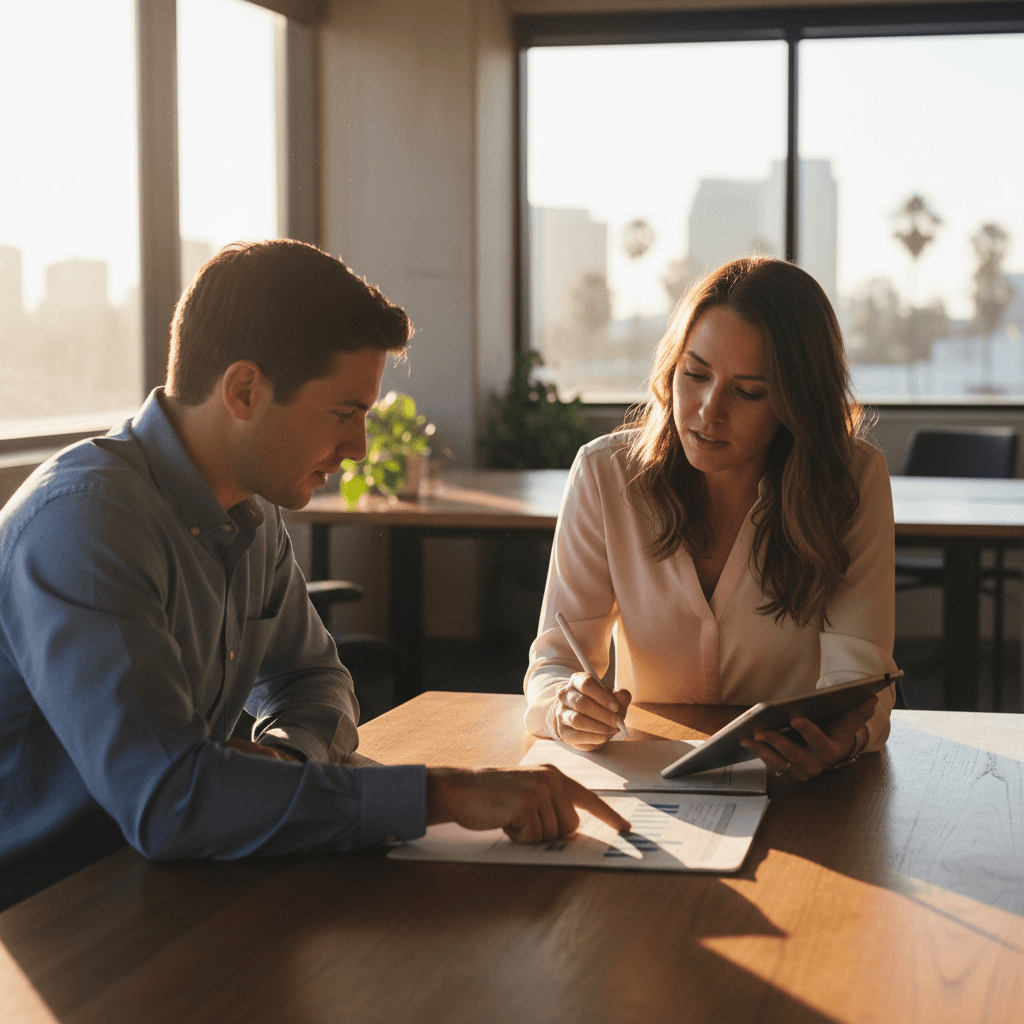 Client reporting and performance review meeting