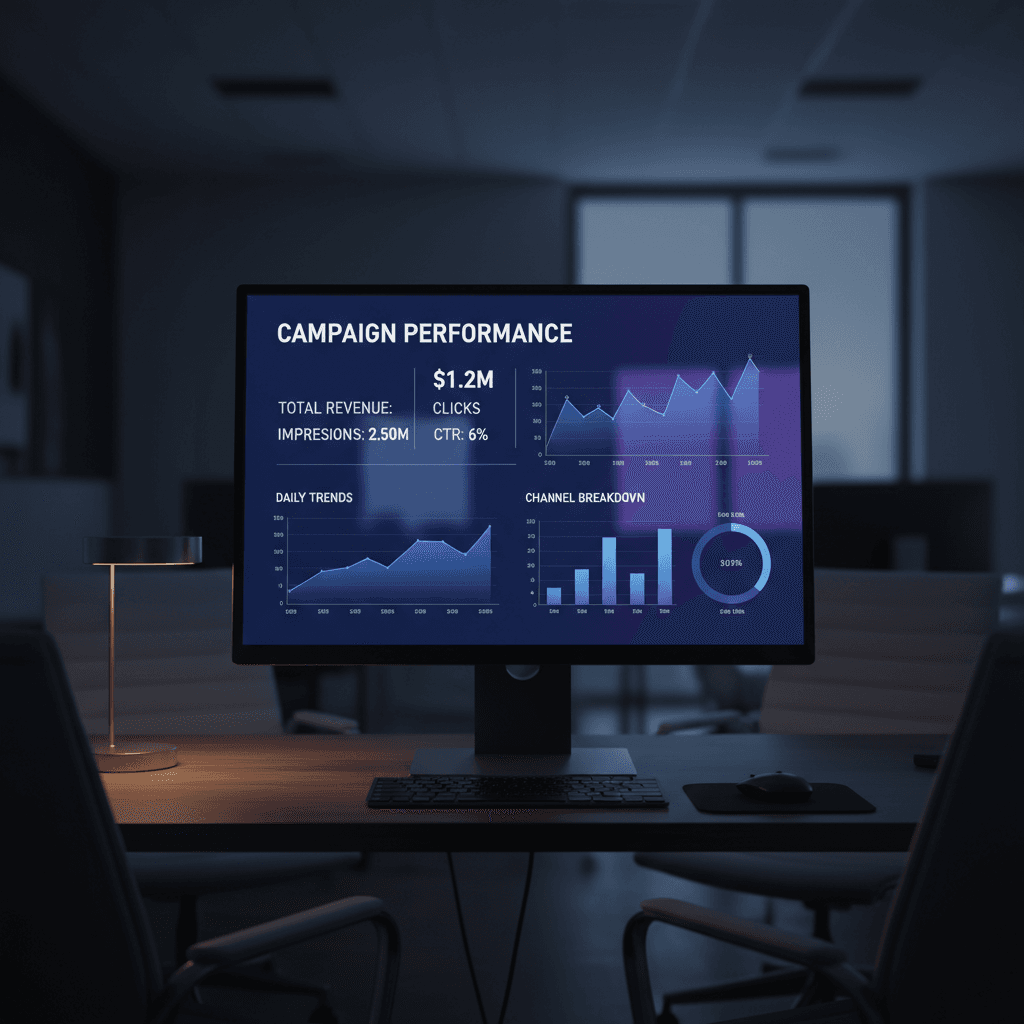 Advertising analytics dashboard with performance metrics