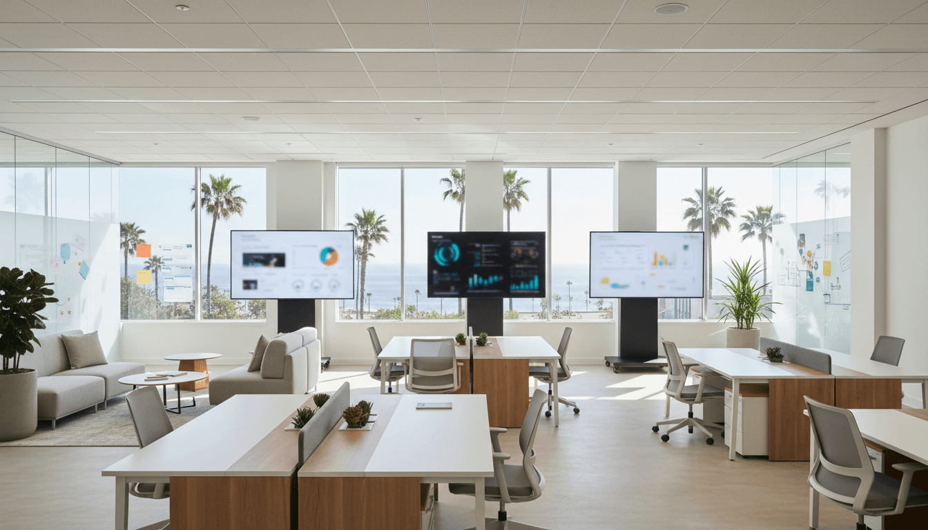 Modern marketing agency workspace with natural light